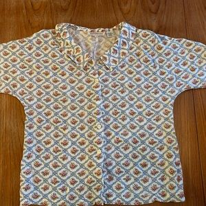 Women’s Small Peter-pan Collar Floral Patterned Button-Up Shirt